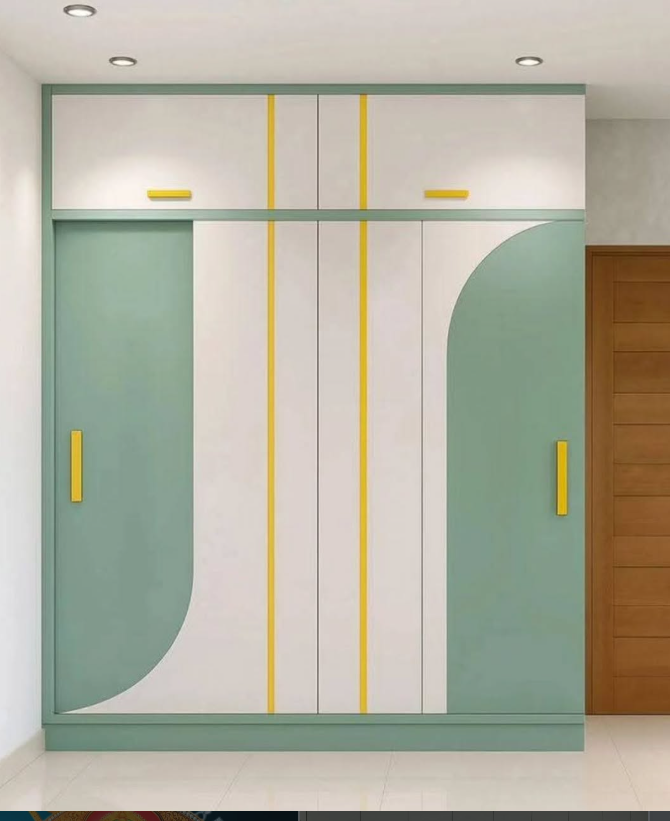 Sage green designer wardrobe by Sharma Furniture